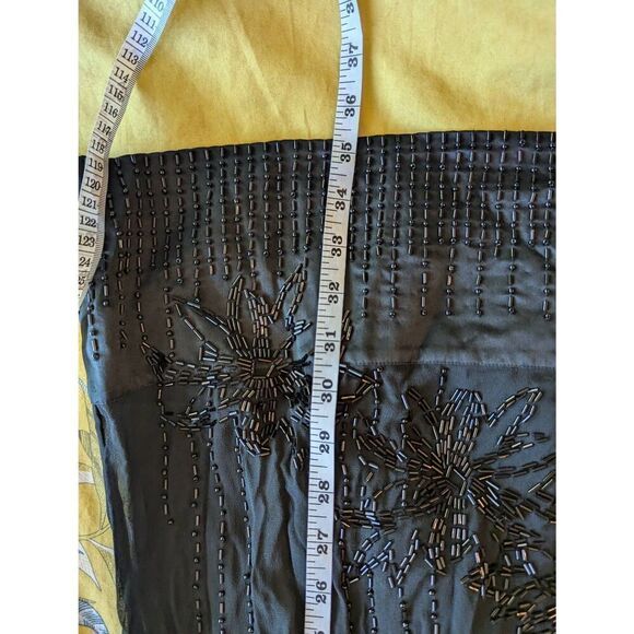 VTG Karen Millen 20s style 8 Black  Silk Eveningwear Dress Beaded Embellished - Picture 4 of 11